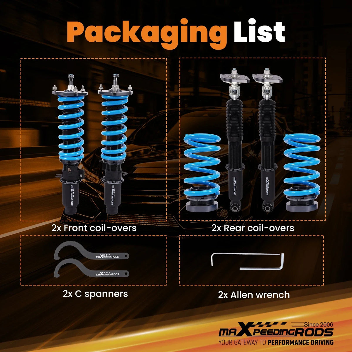 24 Way Adjustable Coilovers Lowering Kit for Infiniti FX50S QX70 (2009–2023)