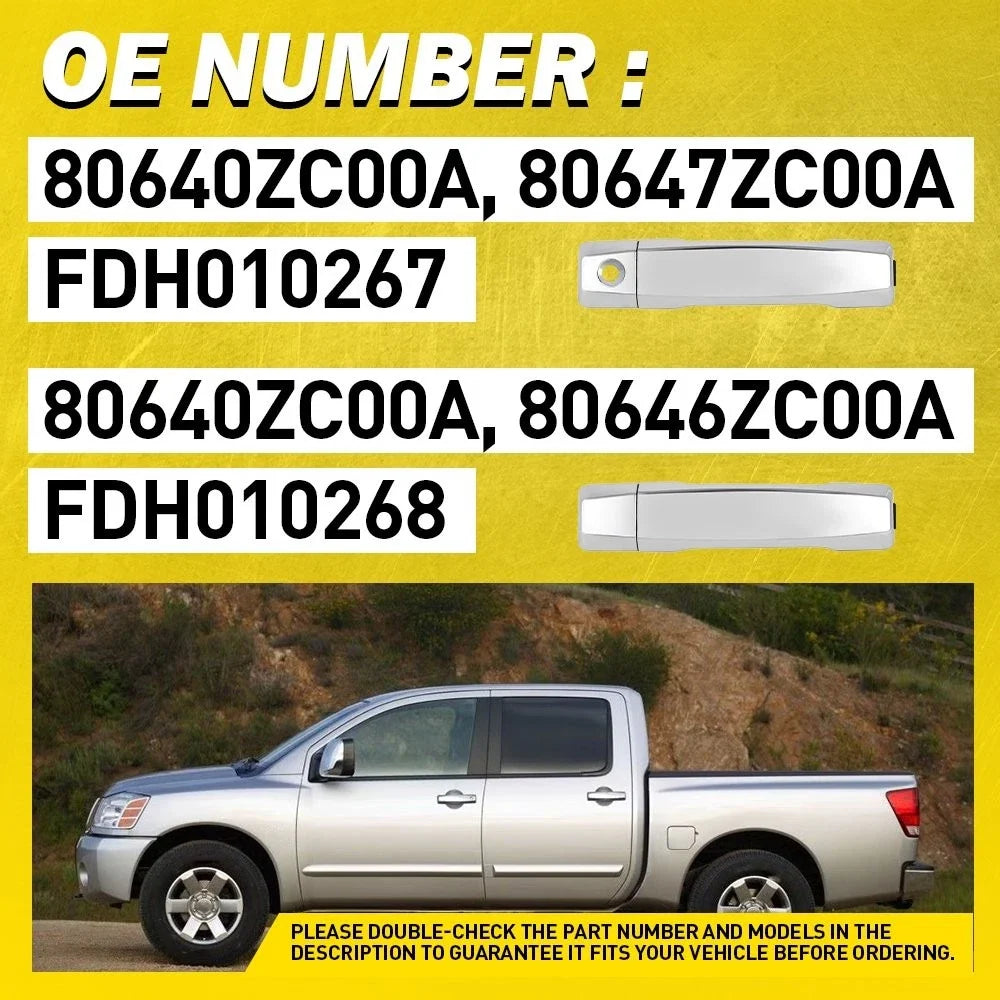 Set of 2 Chrome Outer Door Handles for Nissan Titan/Armada (2004–2015)