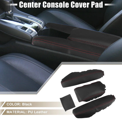 Armrest Protector Cover Pad for Honda Civic (2016–2021) - Red Stitches