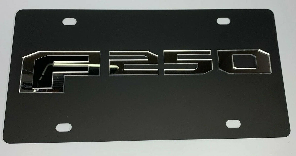 Vanity License Plate for Ford F-250 Licensed Mirrored Emblem Matte Black (2017–2024)