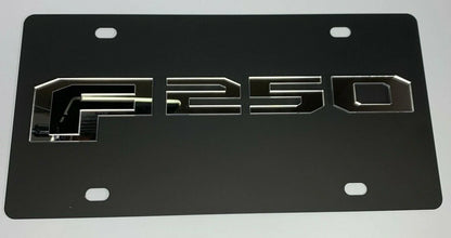 Vanity License Plate for Ford F-250 Licensed Mirrored Emblem Matte Black (2017–2024)