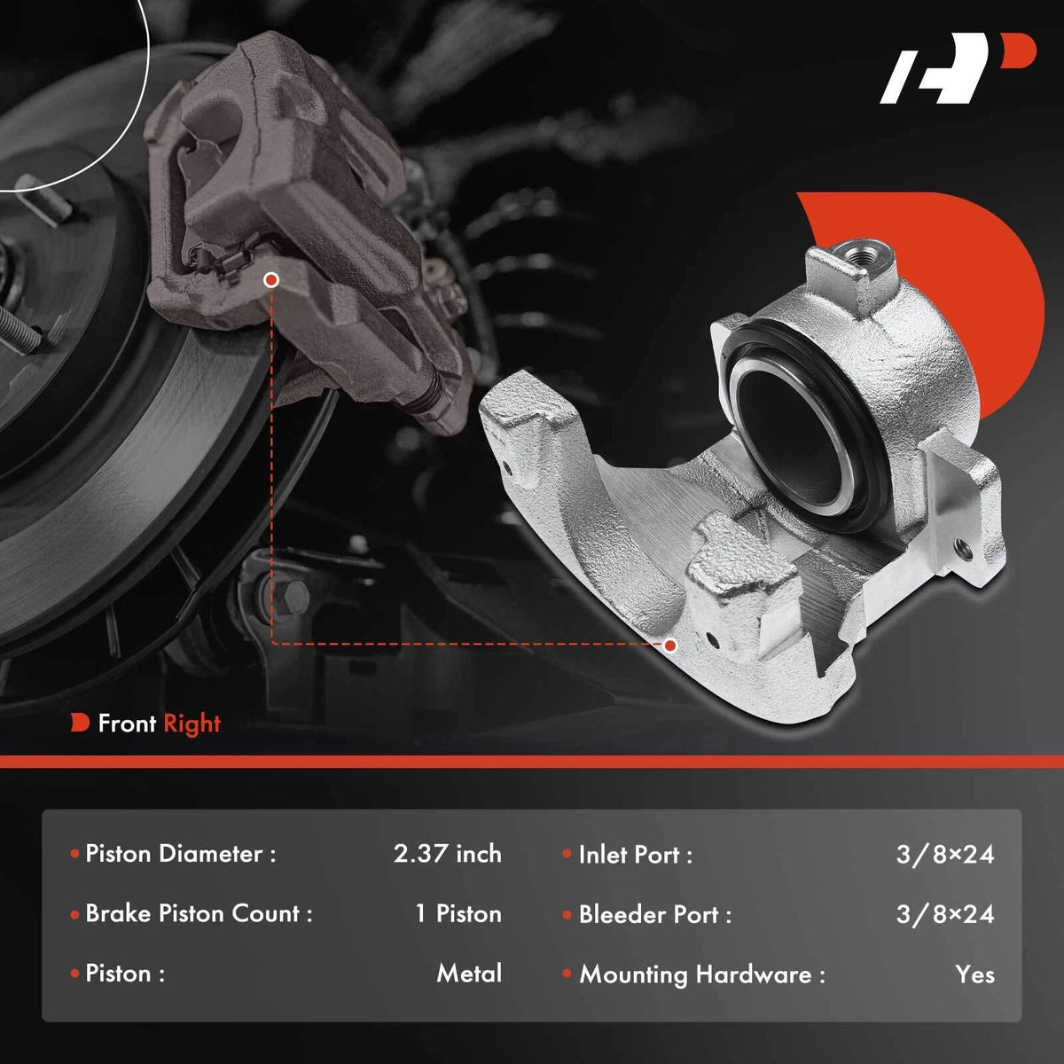 A-Premium Disc Brake Caliper Front Right for Ford Mustang (C80Z2B120A, 18-4012)