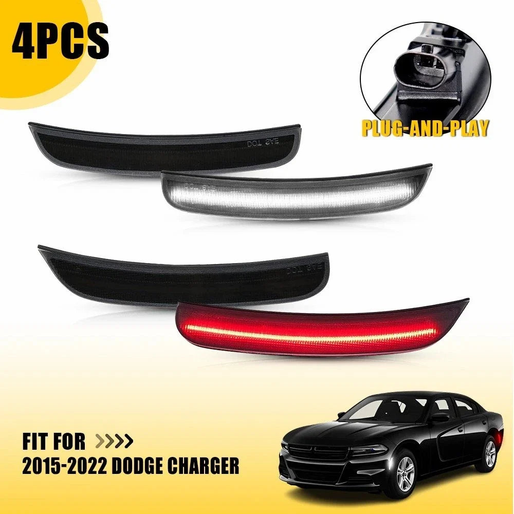 4X Smoked LED Side Marker Lights for Dodge Charger (2015–2022)