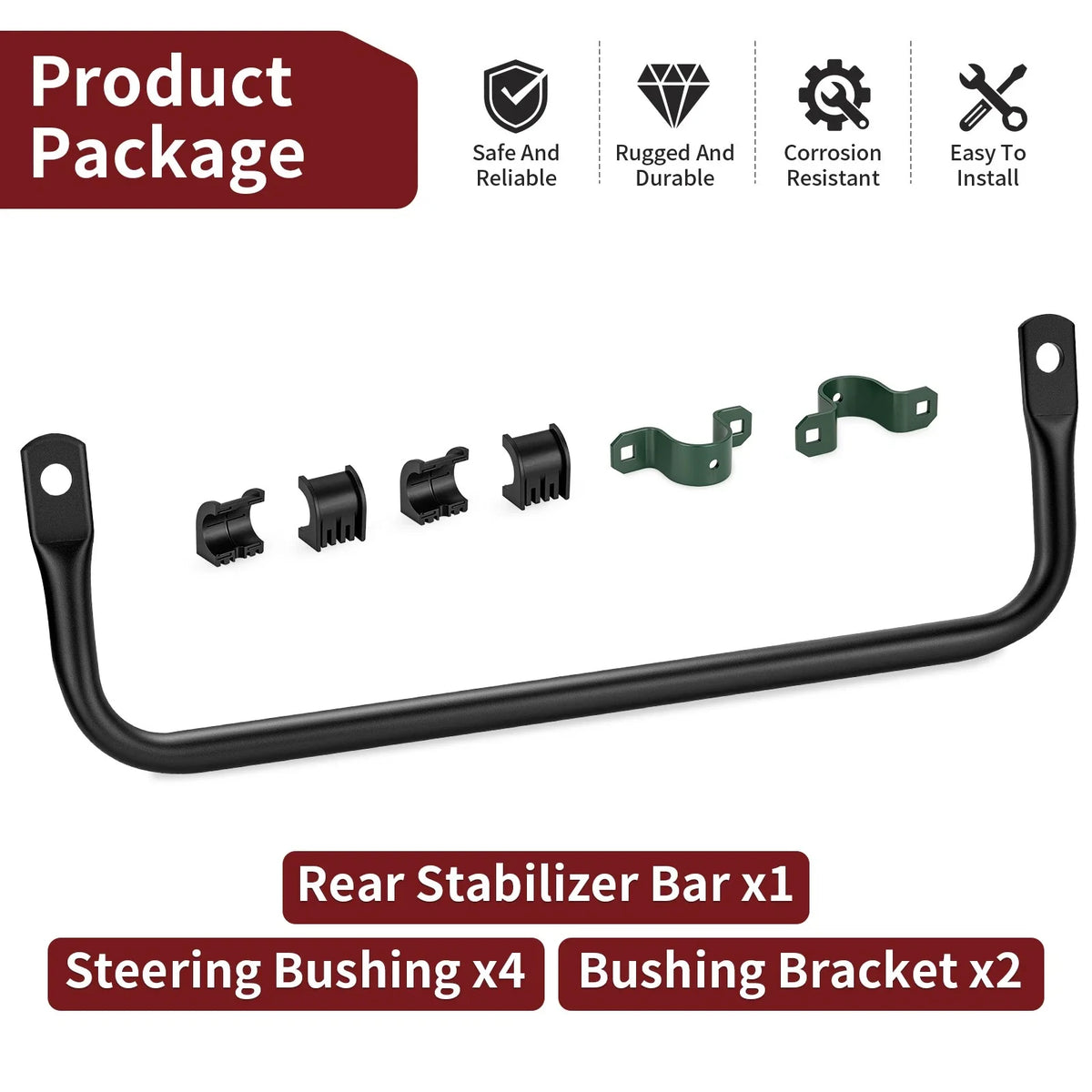 Rear Sway Bar Kit for Polaris Scrambler Sportsman 550 850 1000 XP X2 (2010–2023)