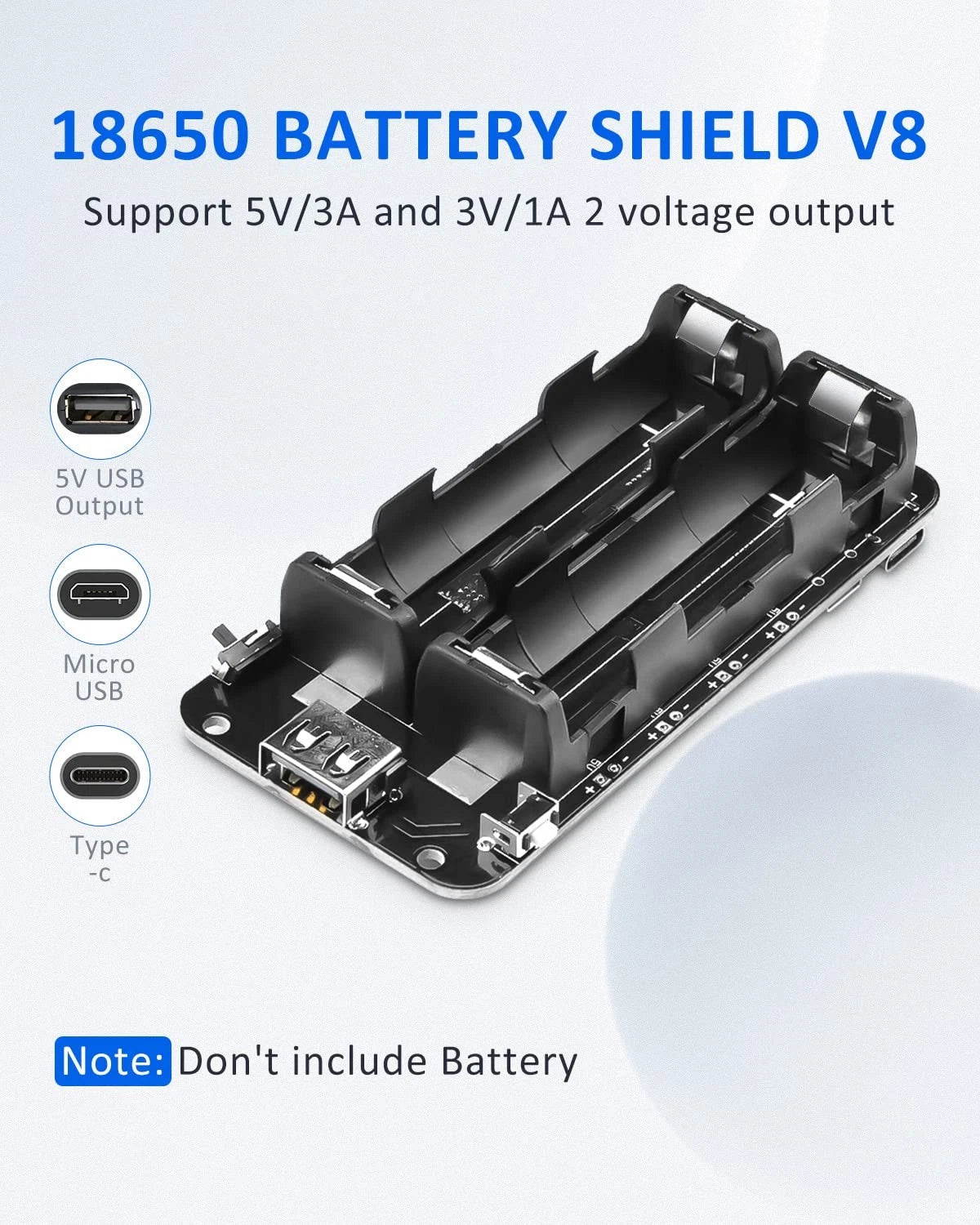 2X Battery Holder with USB Port for DIY Projects (30CM)