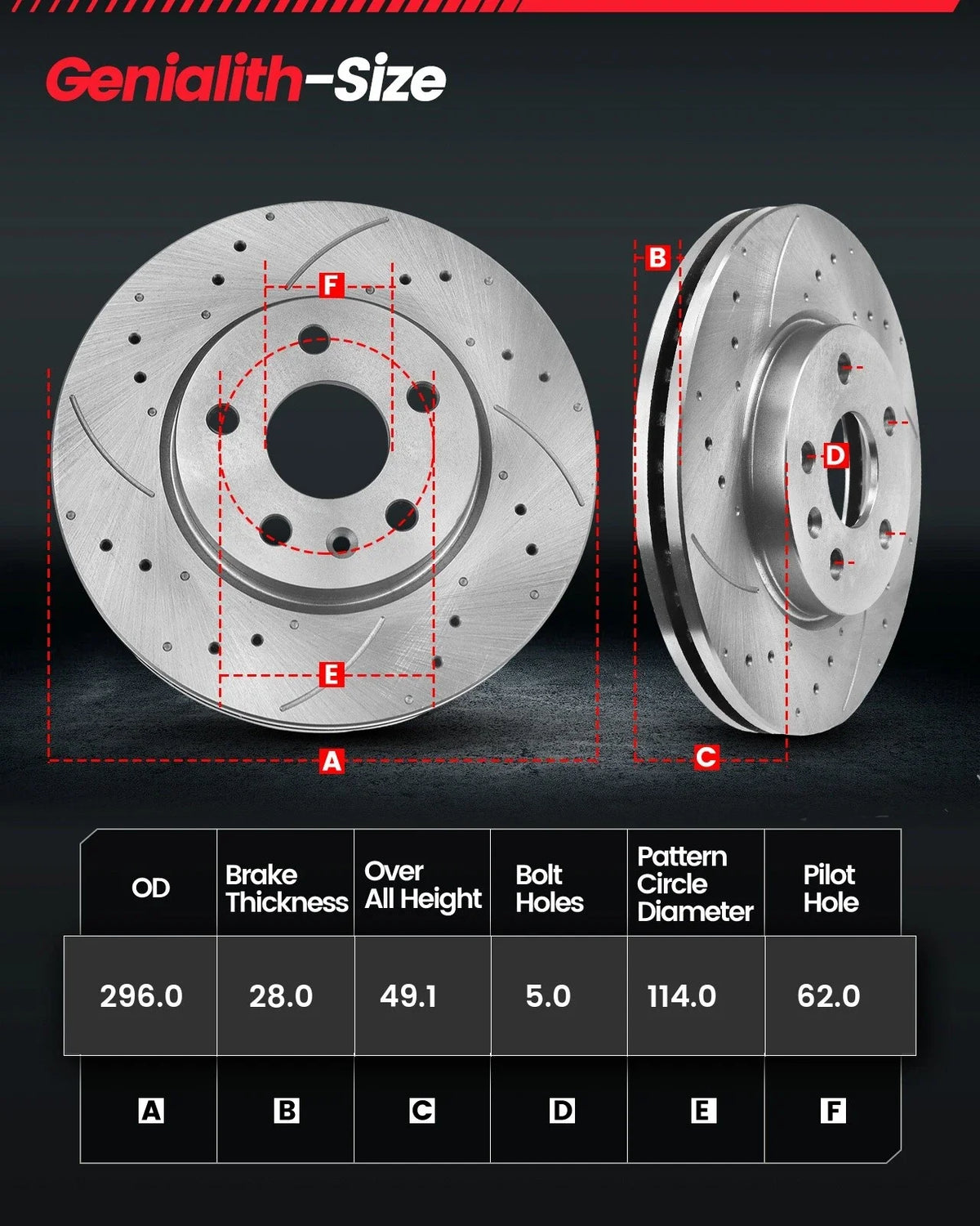 Front Brake Rotor Pad for Toyota RAV4 (2006–2018), Corolla iM (2017–2018)