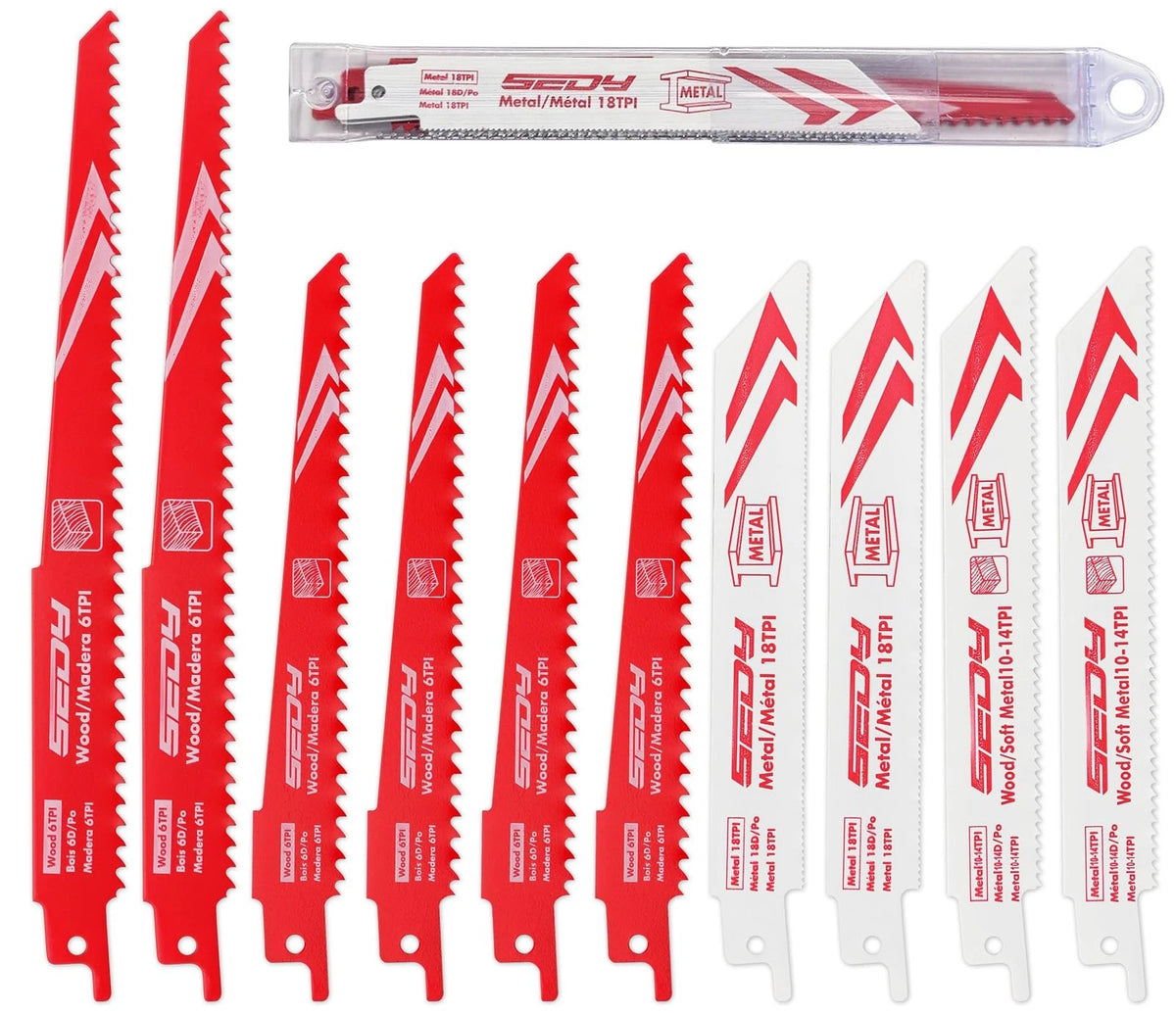 10-Piece Reciprocating Saw Blade Set for Wood & Metal