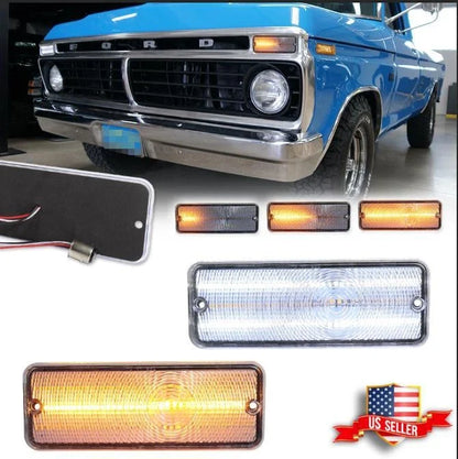 2 Clear Switchback LED Parking Signal Light Lenses for Ford F-100 (1974–1977)