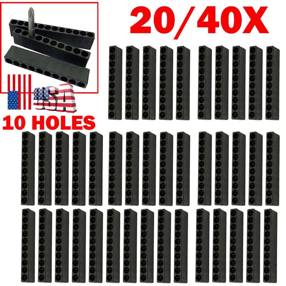 20PC Screwdriver Bits Holder 10 Hole 1/4 Hex Shank Storage Organizer