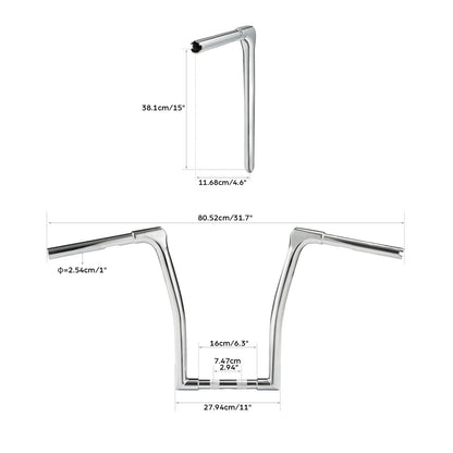 15" Rise Ape Hanger Handlebar for Harley Softail Street Bob Low Rider (2018–2025)
