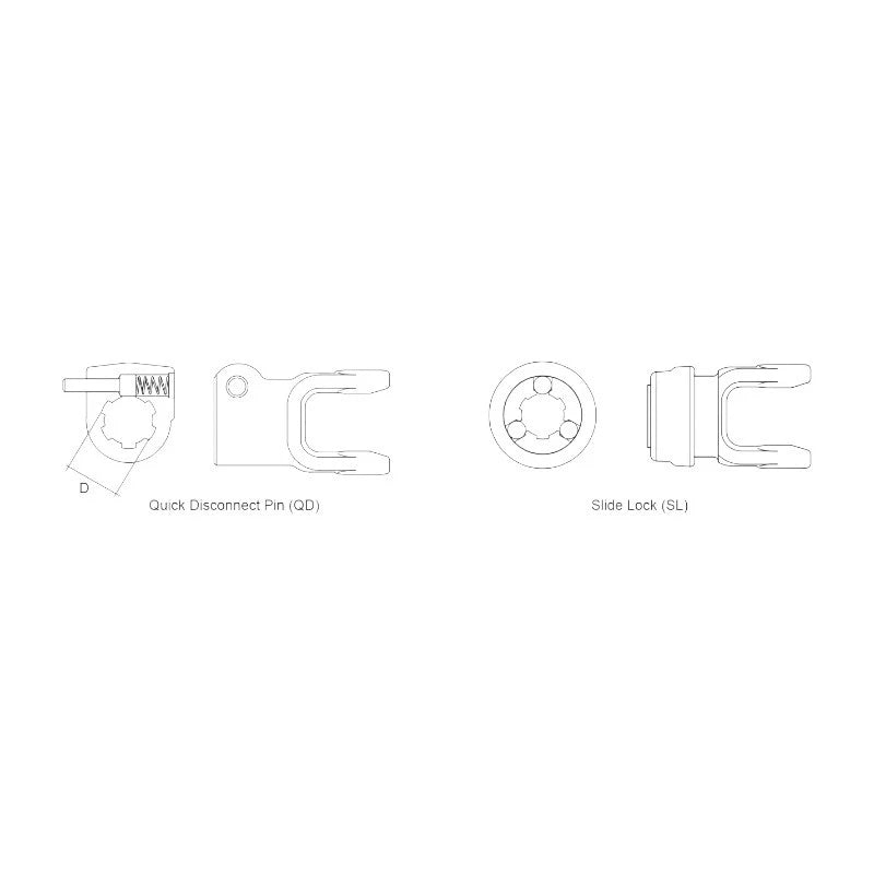 Quick Disconnect Yoke 1-3/8" 21 Spline for PTO
