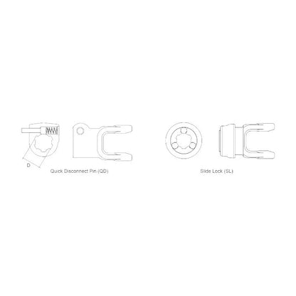 Quick Disconnect Yoke 1-3/8" 21 Spline for PTO