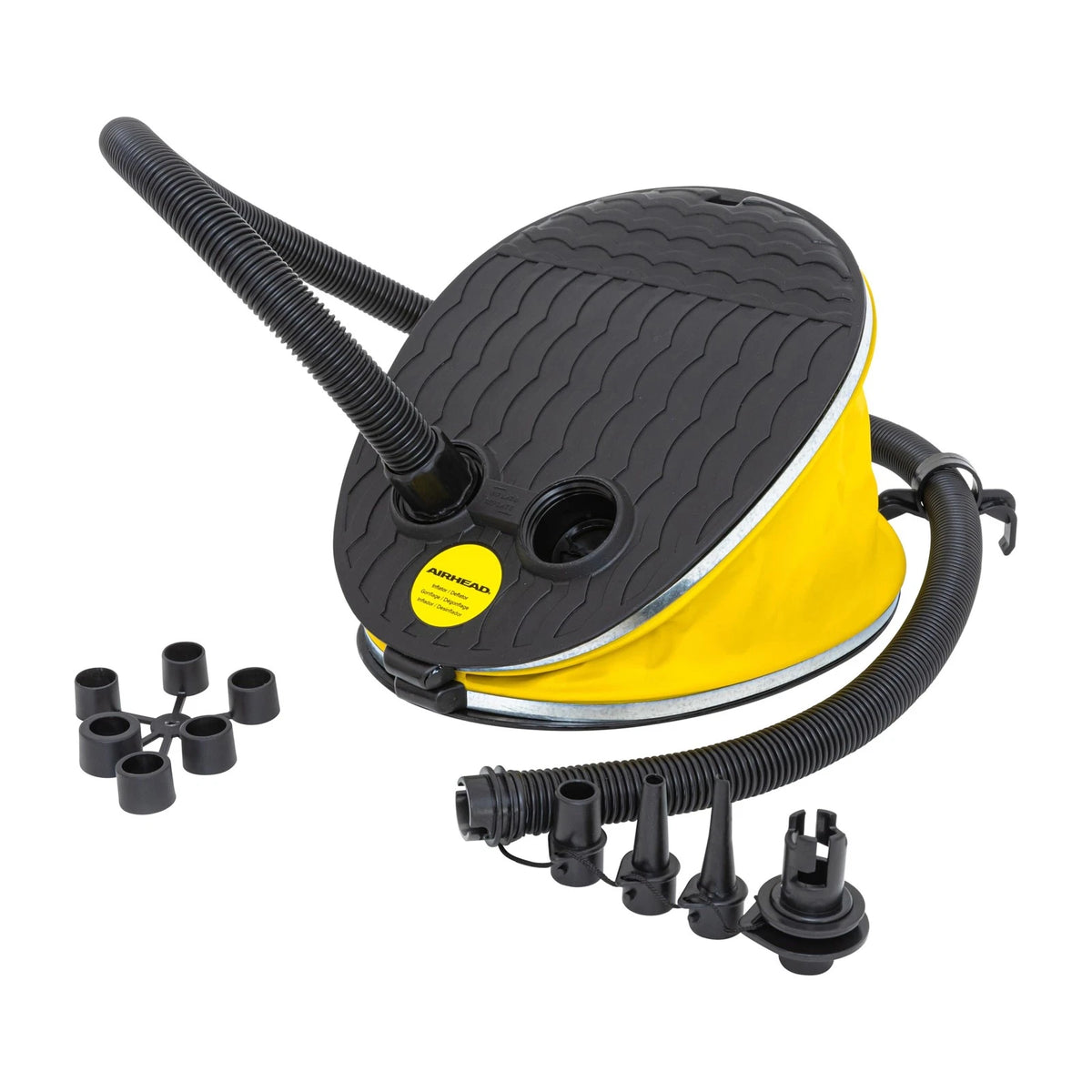 Manual Foot Pump for Pool and Lake (54" Hose, Yellow/Black)