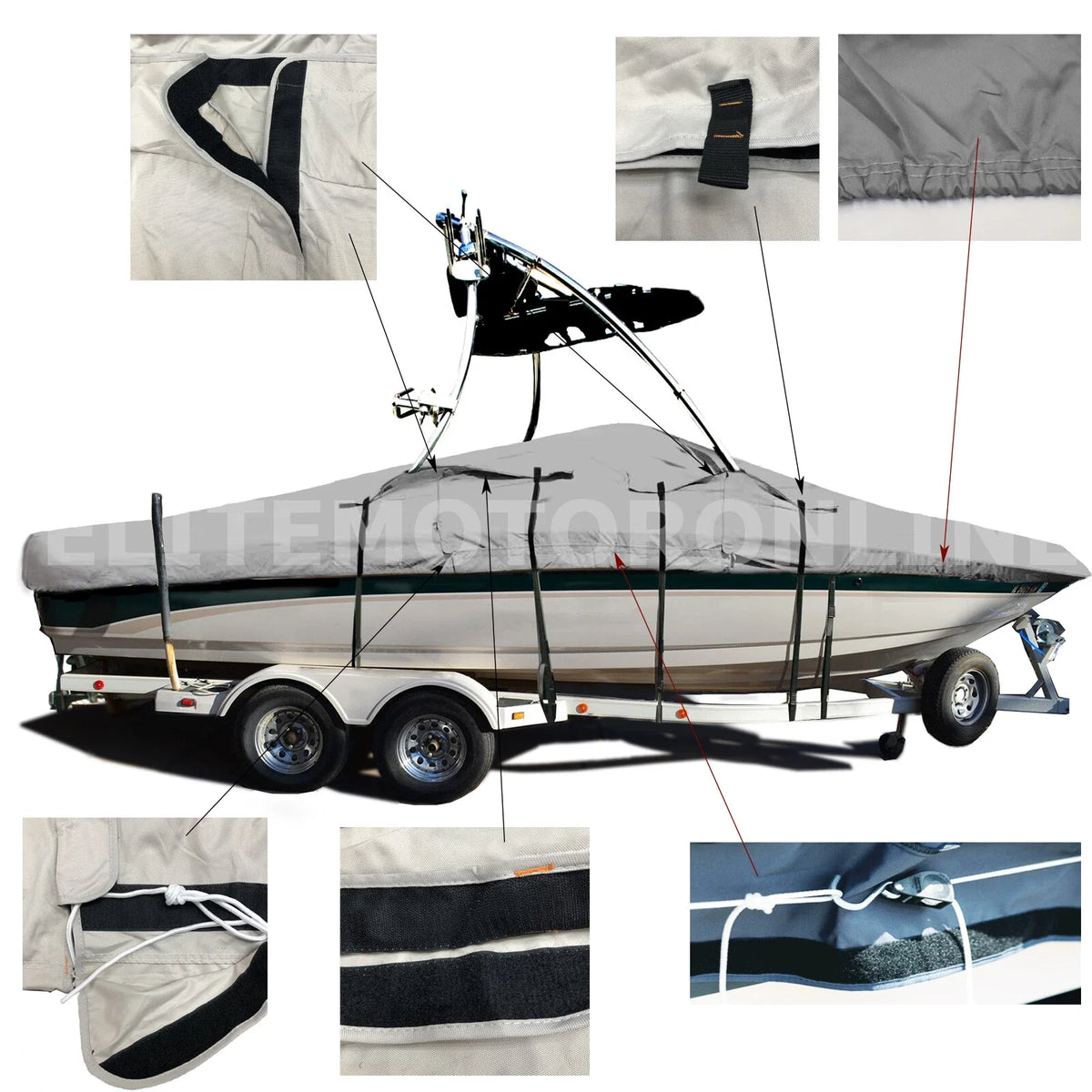 Tige 24V Rider Boat Cover with Wakeboard Tower (Trailerable)