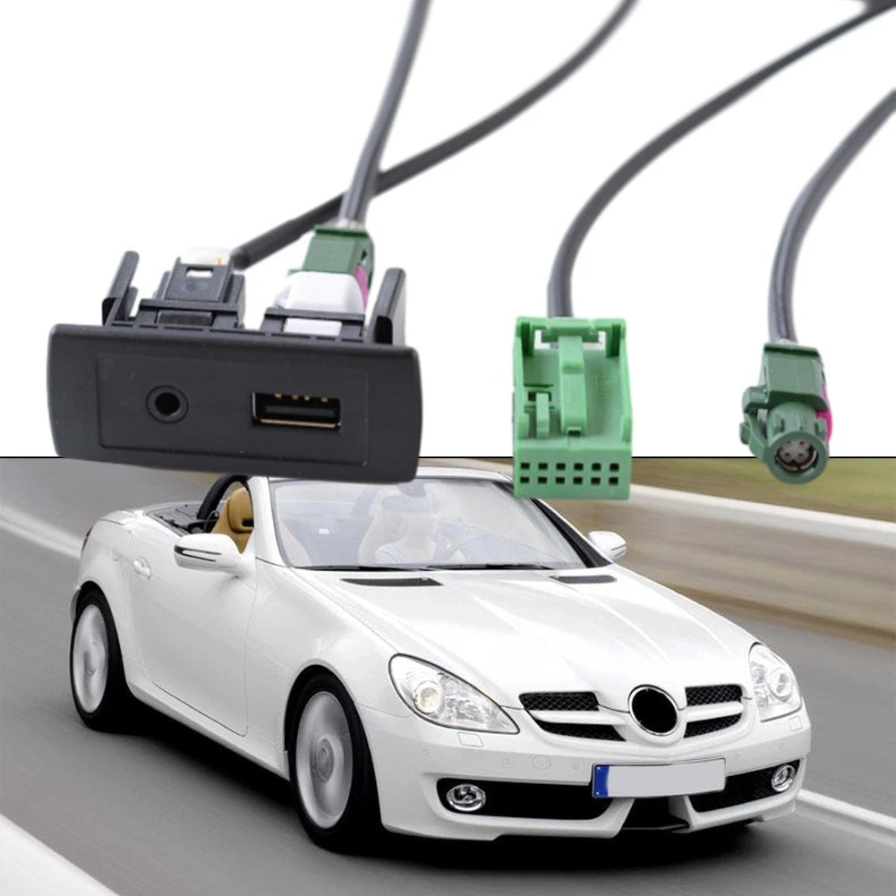 Car USB AUX Connector with Wire Harness for SLK SL (2008)