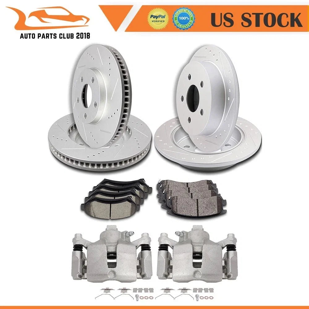 2X Rear Brake Caliper & Rotor Brake Pad for Chevrolet Monte Carlo (2000–2005)
