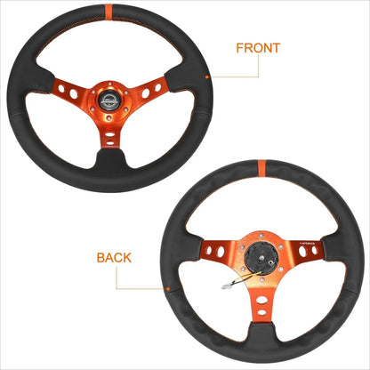 NRG RST-006OR Racing Steering Wheel 350mm 3" Deep Dish for Universal Fit