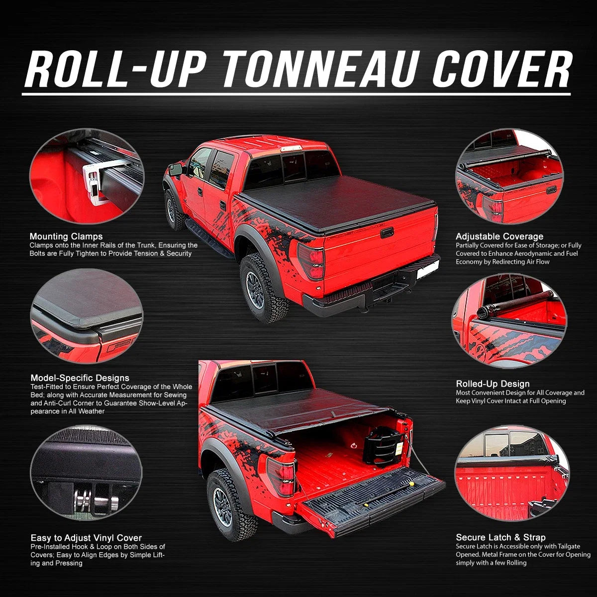 Vinyl Soft Roll Up Tonneau Cover for Ford F150 Fleetside (2015–2025)