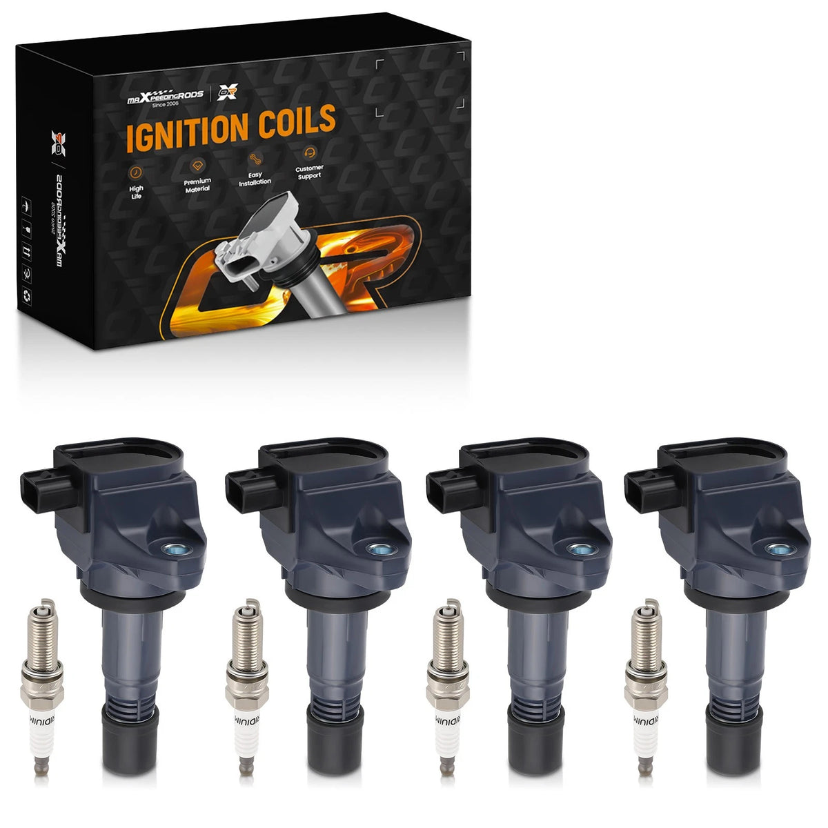 4X Ignition Coil + 4X Spark Plug for Acura ILX 2013–2015, Honda Civic 2012–2015 (2I3178)