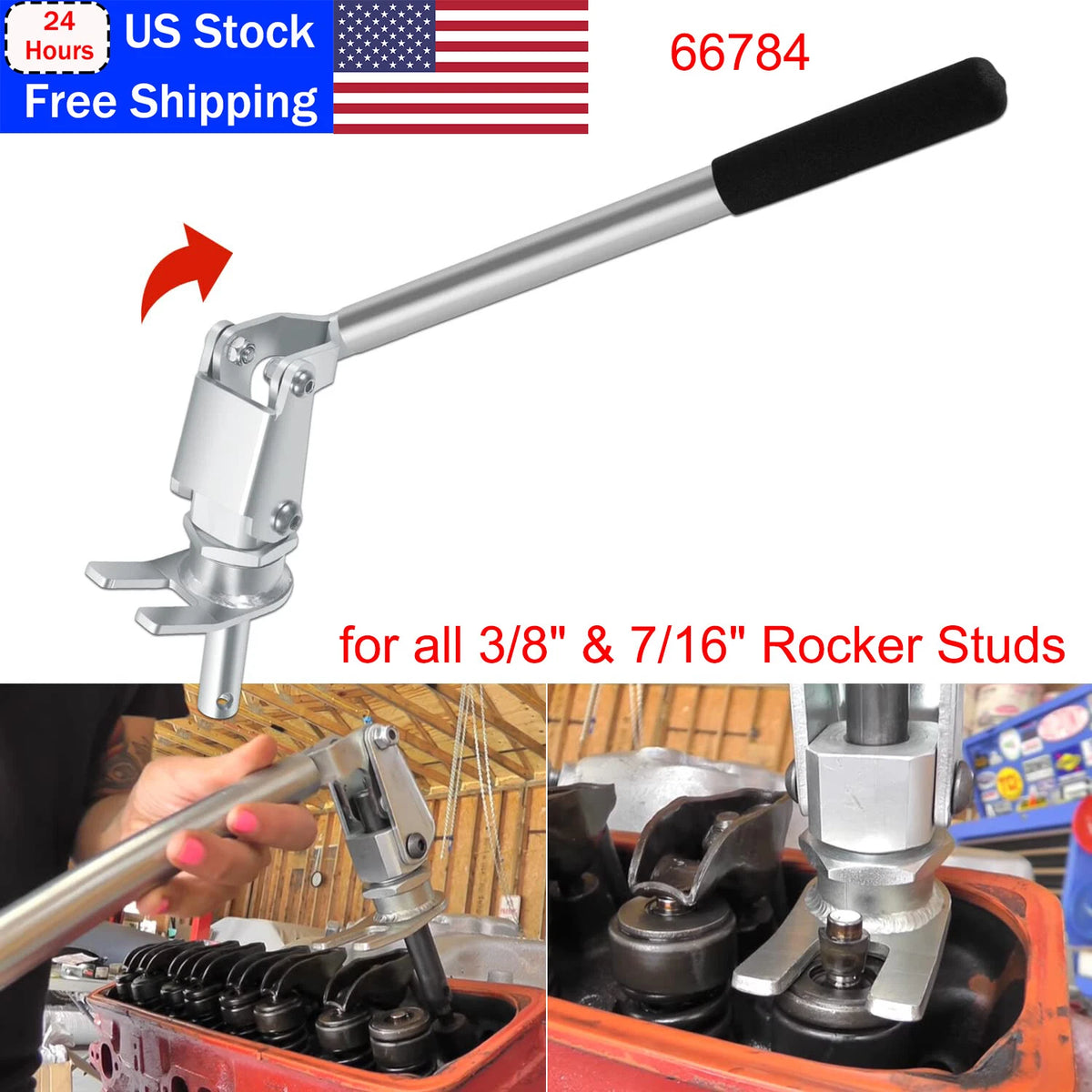 Stud Mount Valve Spring Compressor Tool for 3/8" & 7/16" Rocker Studs