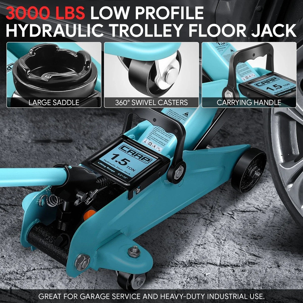 Hydraulic Floor Jack 3000lbs Capacity for Sky Blue Steel (5.3-12in)