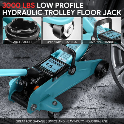 Hydraulic Floor Jack 3000lbs Capacity for Sky Blue Steel (5.3-12in)