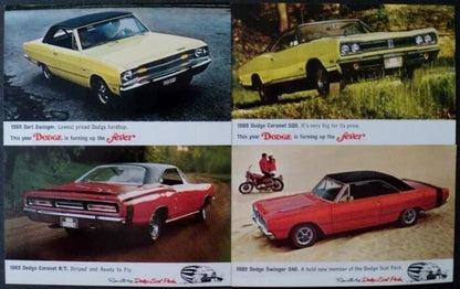 Set of 4 Mopar 1969 Dodge Scat Pack Post Cards Dart Swinger Coronet RT