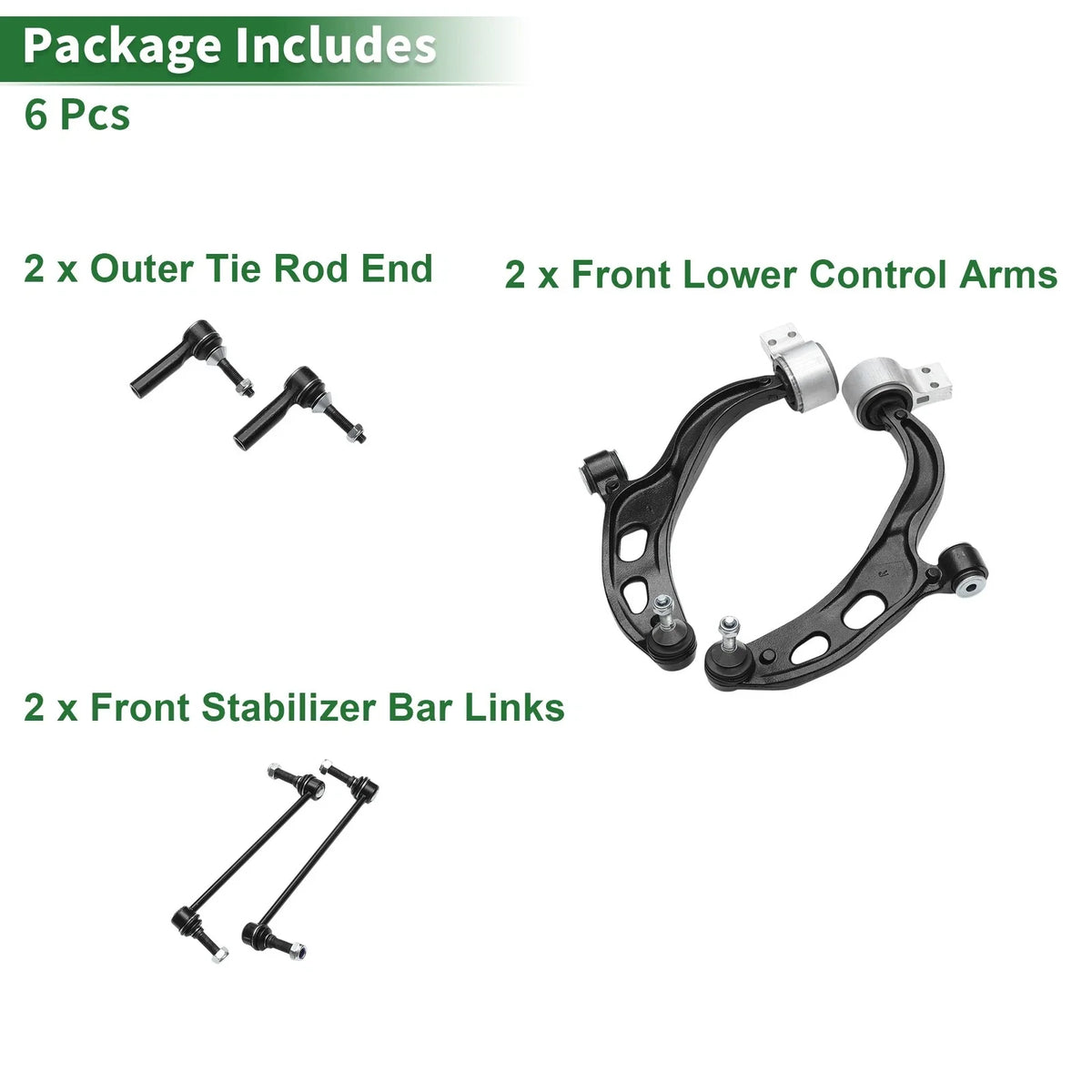 6 Pcs Front Lower Control Arms for Ford Flex (2010–2012) No.MS401121/MS401122