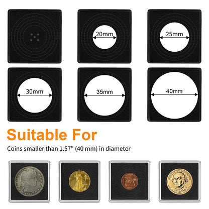40PCS Adjustable 2x2 Coin Holder Snap Capsule 40mm for Silver Dollar Collection