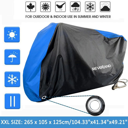 Motorbike Cover for M-4XL (Waterproof, Snow, Sun, UV, Dust, Rain)