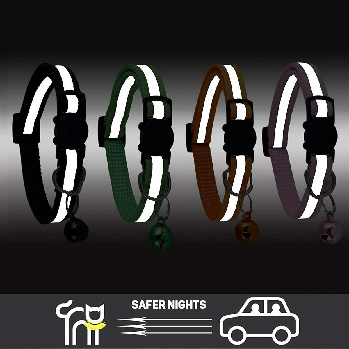Reflective Nylon Cat Collar with Bell for Kitten Small Dog Puppy Adjustable