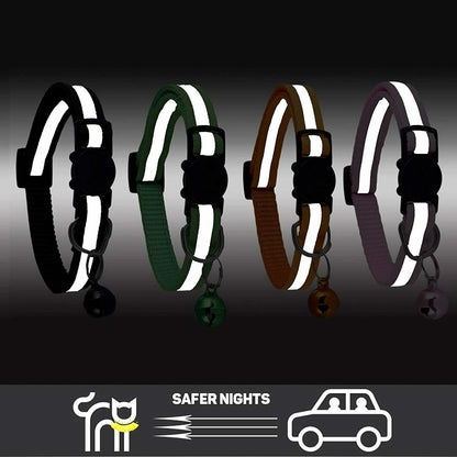 Reflective Nylon Cat Collar with Bell for Kitten Small Dog Puppy Adjustable