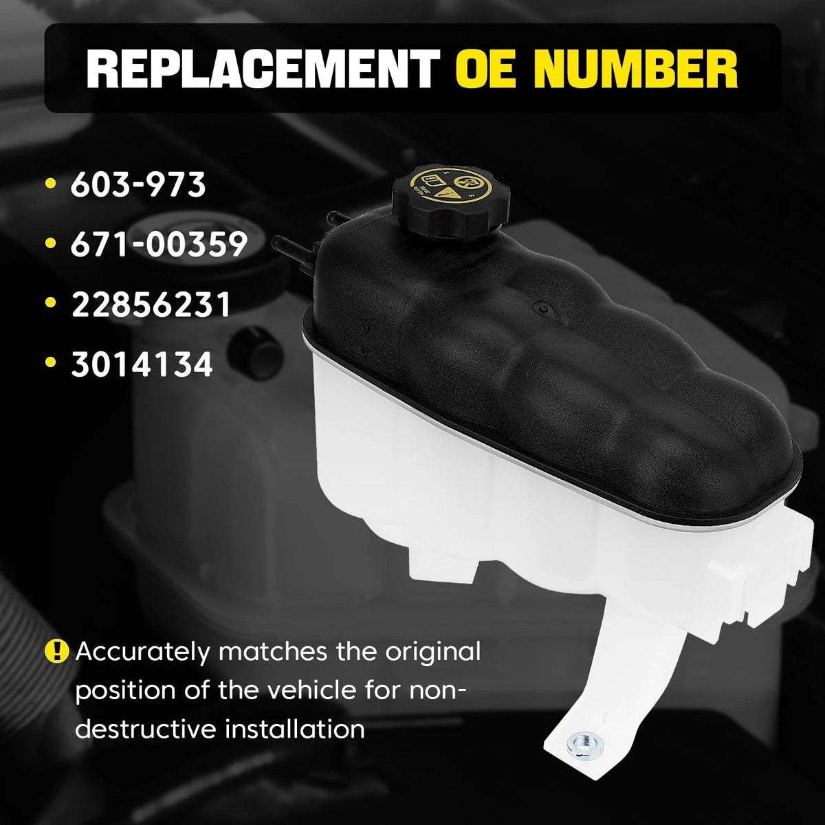 Coolant Expansion Tank for Chevy Silverado Tahoe GMC Sierra Yukon (2014–2020) - 603-973, 22856231, 671-00359