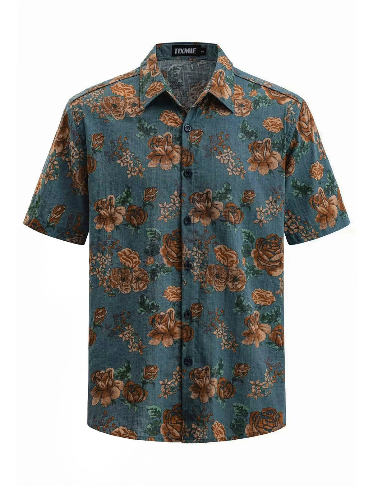 TIXMIE Hawaiian Shirt for Men (Short Sleeve, Aloha, Bluegreen)