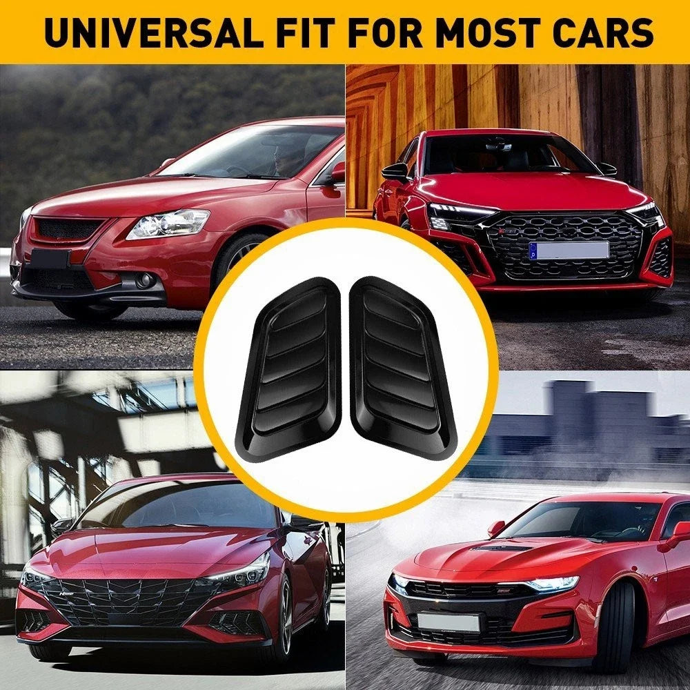 Air Flow Intake Hood Scoop Bonnet Vent Cover Set Universal Black