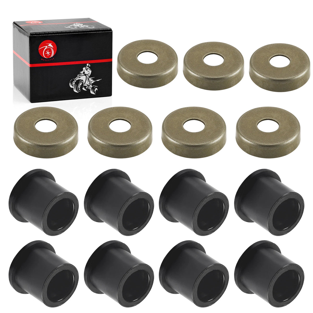 8X Front Control A-Arm Bushing + Cap for Polaris RZR 170 (2009–2021) 0451762 0453683 0451763 0453496