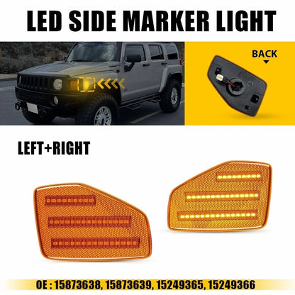 2X Amber LED Front Side Marker Lights for Hummer H3 H3T (2006–2010) EPY
