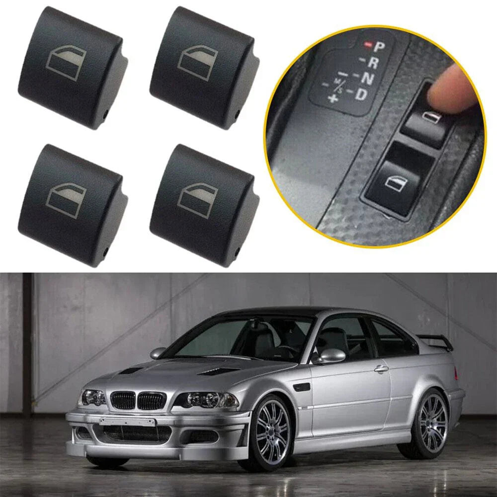 4 x Car Window Switch Button Caps for BMW E46 323i 325i 330i M3 328i (1998-2006)