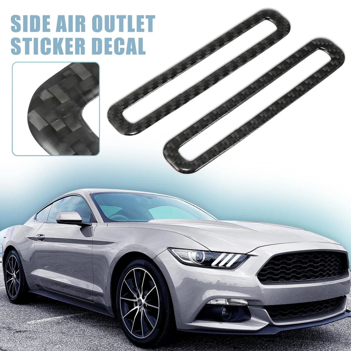 2pcs Carbon Fiber Side Air Outlet Sticker Trim for Ford Mustang (2015–2020)