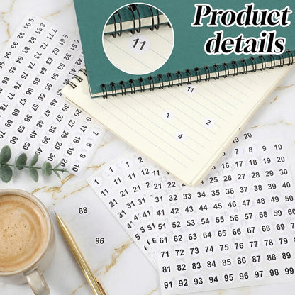 3000 Pcs Small Numbered Stickers for Various Applications (0.4 Inch, White)
