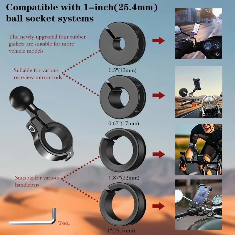1" Aluminium Ball Mount Adapter for Universal Use (1" Ball) - Black