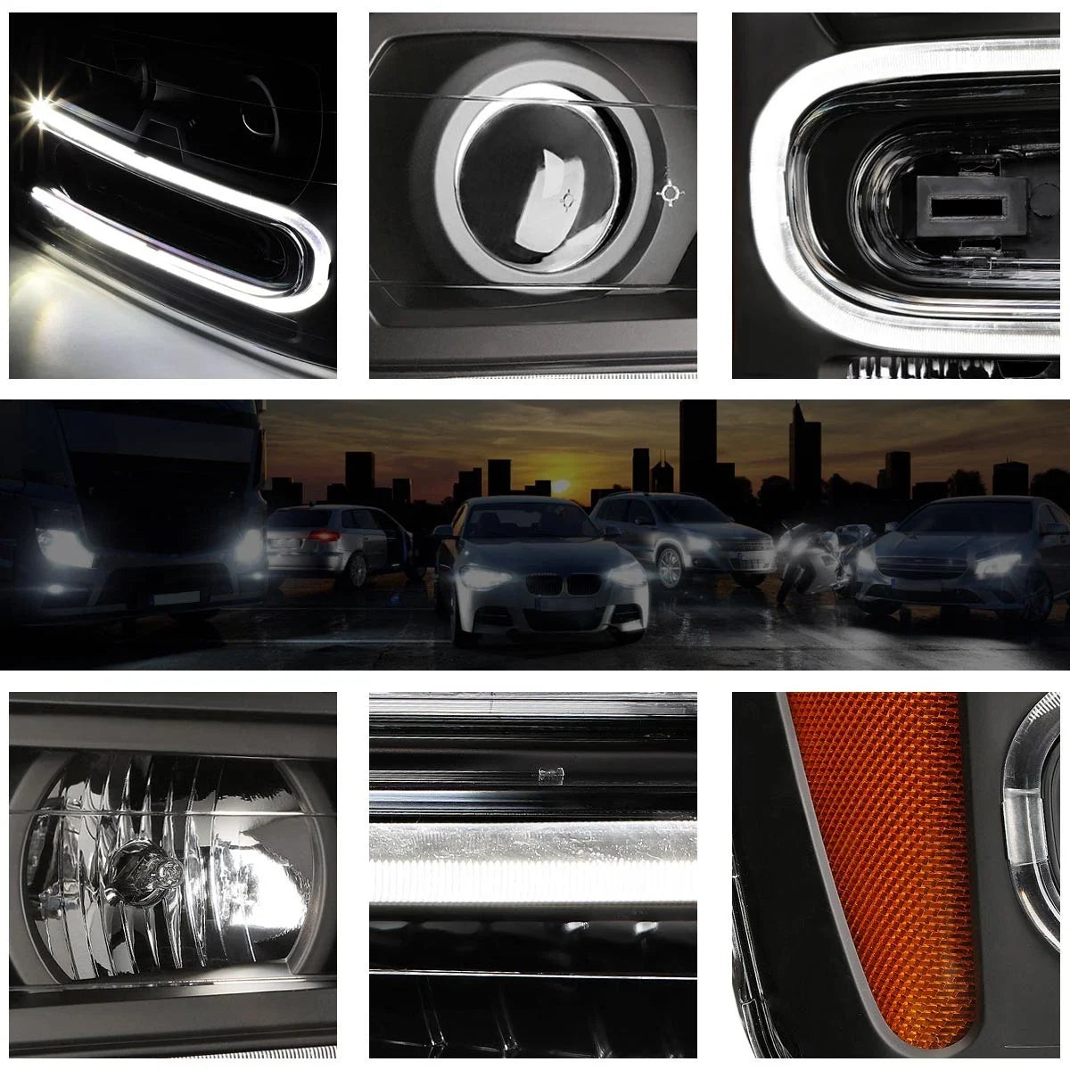 LED DRL Projector Headlight for Chevy Trailblazer (2002–2009) Black Housing