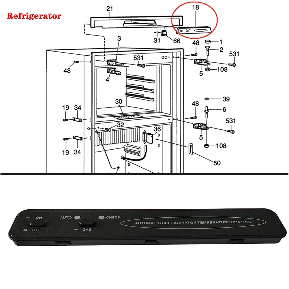 Eyebrow Control Board for Dometic Refrigerator DM2652 DM2852 DM2862 RM2351 (2932771021)