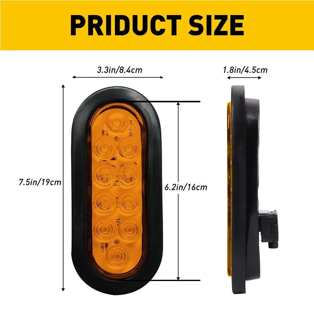 Set of 2 Amber Oval 24 LED Turn Tail Signal Lights for Truck