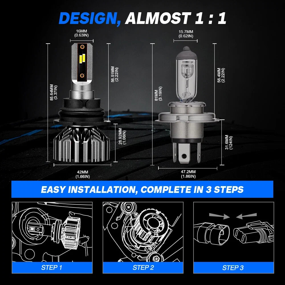 2X NOVSIGHT 9007 HB5 LED Headlight Bulbs Conversion Kit 6500K for