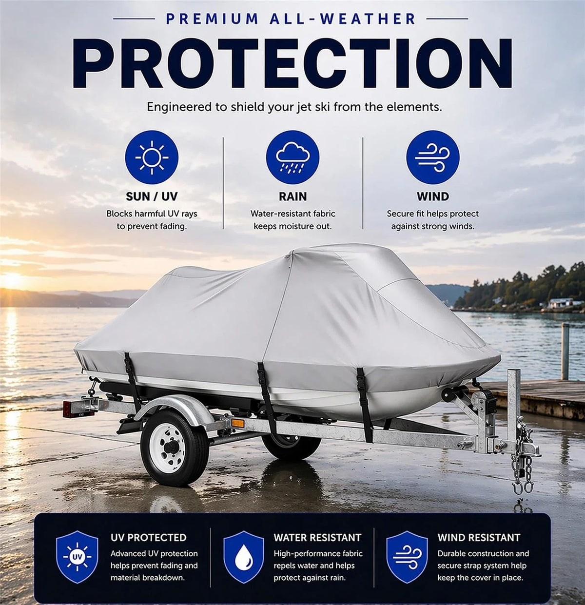 Towable Jet Ski Cover for Bombardier Sea Doo XP (1997) - 420D UV Reflective