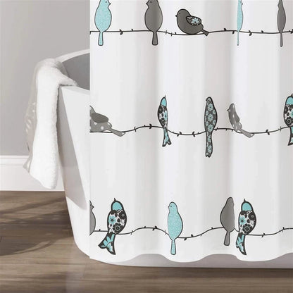 Rowley Birds Shower Curtain for Lush Decor (72 x 72 Inch) Blue Gray