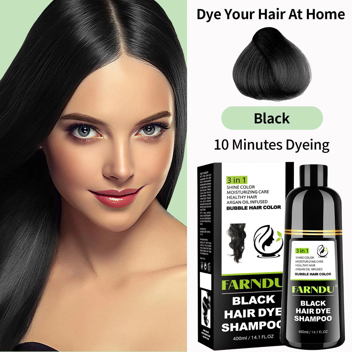 Black Hair Dye Shampoo for Women & Men (Pack of 1)