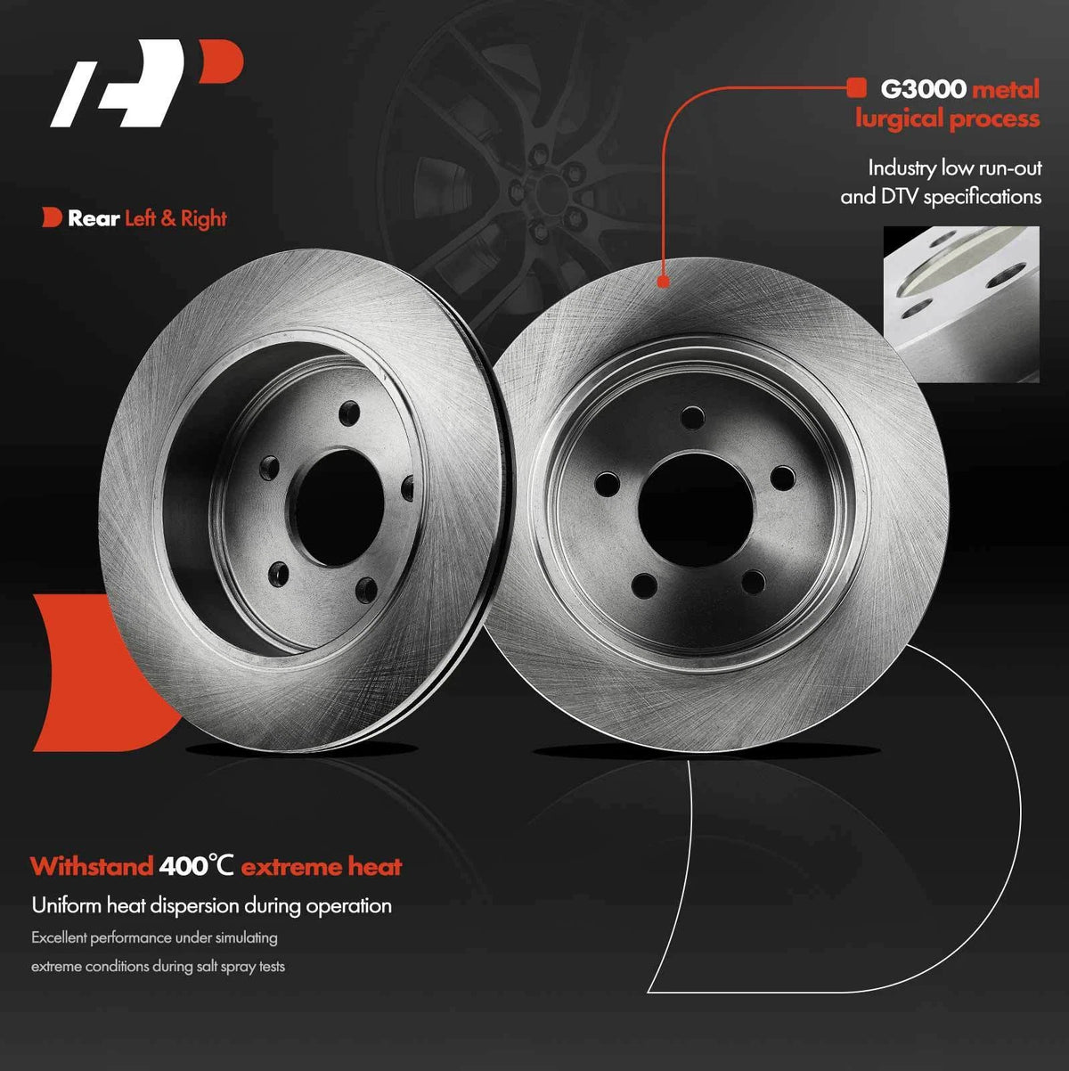 A-Premium Rear Disc Brake Rotors for Ford Ranger (2010–2011) AL5Z2C026A, R-54179