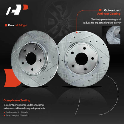 Set of 8 Rear Drilled Rotors & Pads for Dodge Grand Caravan
